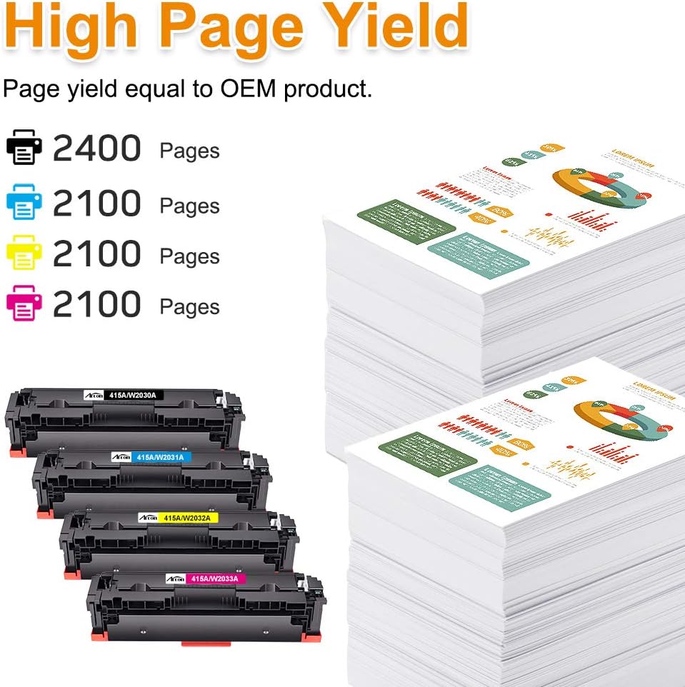Arcon Compatible Toner Cartridge Replacement for HP 415A 415X W2030A W2030X HP Color Laserjet Pro MFP M479FDW M479DW M479FDN M479FNW M454DW M454DN M479 M454 Toner (Black,Cyan,Yellow,Magenta - Image 4