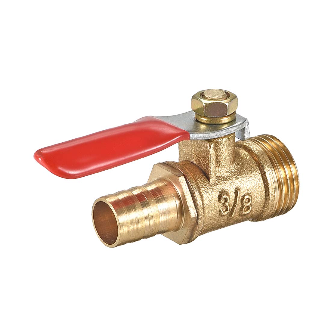 uxcell Brass Air Ball Valve Shut-Off Switch G3/8 Male to 3/8" Hose Barb Pipe Tubing Fitting Coupler 180 Degree Operation Handle