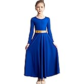 Sanmsoner Girls Praise Dance Dress Long Sleeve Liturgical Metallic Church Robe