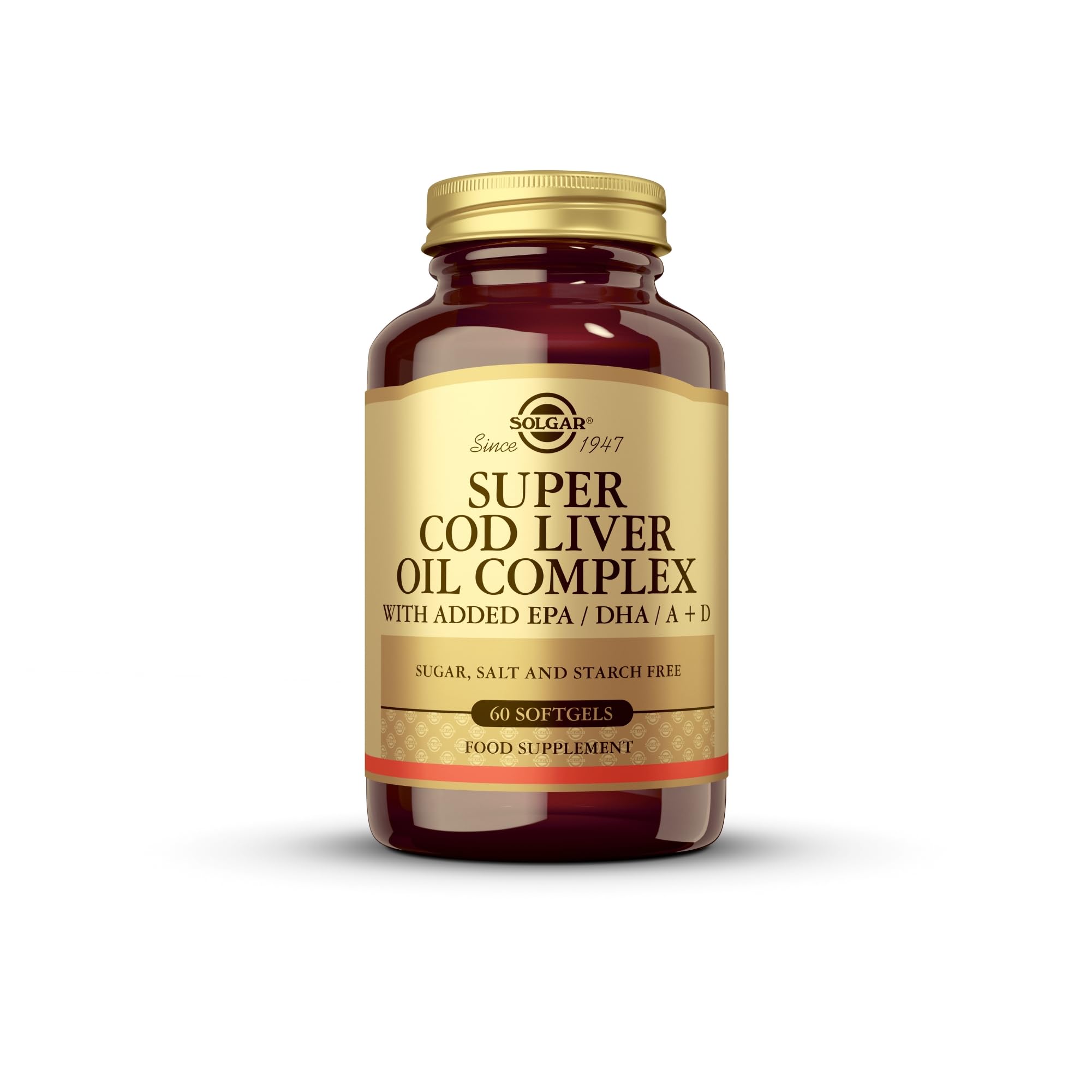 Solgar Super Cod Liver Oil Complex Softgels - Pack of 60 - Essential Fatty Acids, Vitamin A & D - Brain, Vision and Heart Health Support