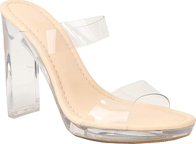 clear heels slip ons