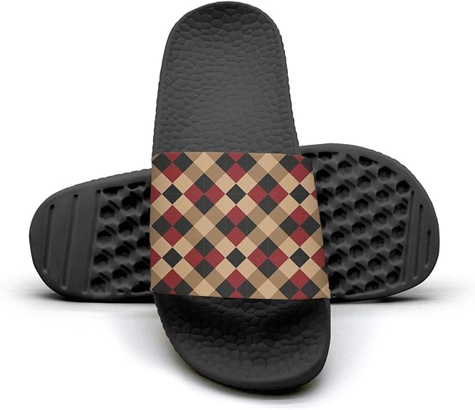 Amazon.com | Unisex Slides Sandals Coloured Abstract Mosaic in Brown-red Tones EVA Foam Athletic 