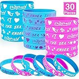 30 Pieces Mermaid Silicone Wristband Bracelet Under The Sea Parties Wristband Birthday Party Favors Mermaid Under The Sea Party Supplies