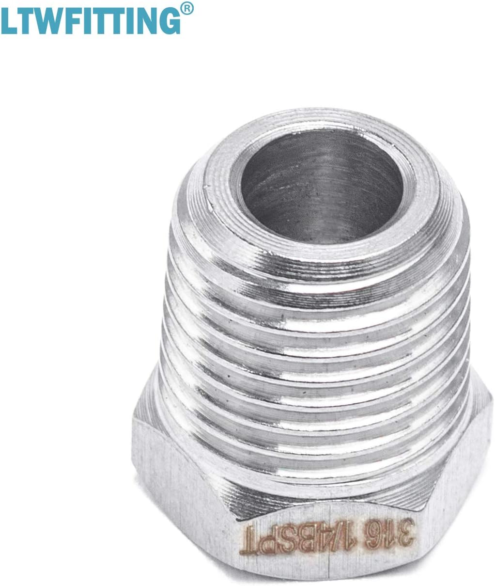 LTWFITTING Stainless Steel 316 Pipe Hex Head Plug Fittings 1/4-Inch Male BSPT Air Fuel Boat (Pack of 5), Silver, 6.35mm - Image 5