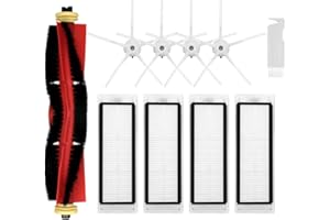 SONGRUI Replacement Spare Parts Compatible with Roborock S5, S5 Max, S4 Max, S6, S6 MaxV, E4, E5, S4 Robotic Vacuum Cleaner Backup Kit with 1 Roller 4 Side Spin Brush 4 Hepa Filter Attachments NOT for Q5