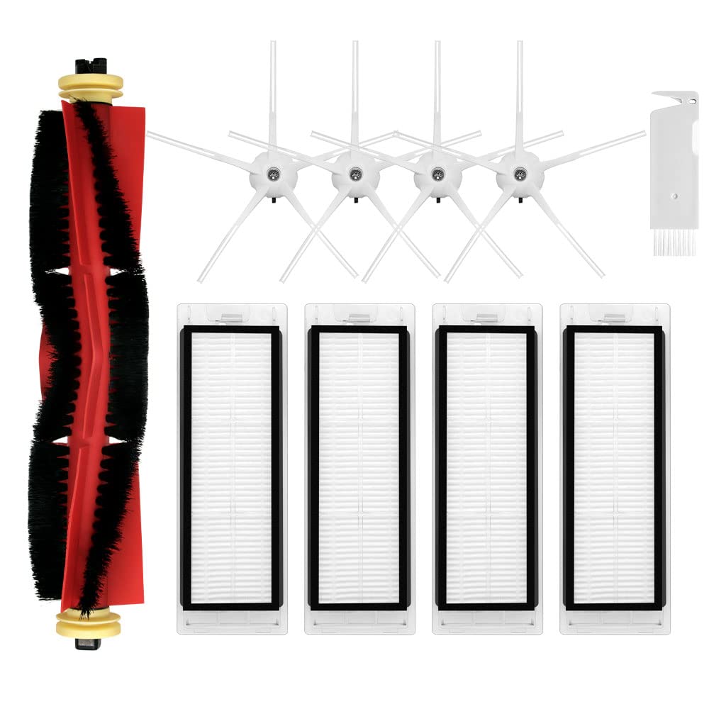 Photo 1 of Replacement Spare Parts Compatible with Roborock S5, S5 Max, S4 Max, S6, S6 MaxV, E4, E5, S4 Robotic Vacuum Cleaner Backup Kit with 1 Roller 4 Side Spin Brush 4 Hepa Filter Attachments NOT for Q5