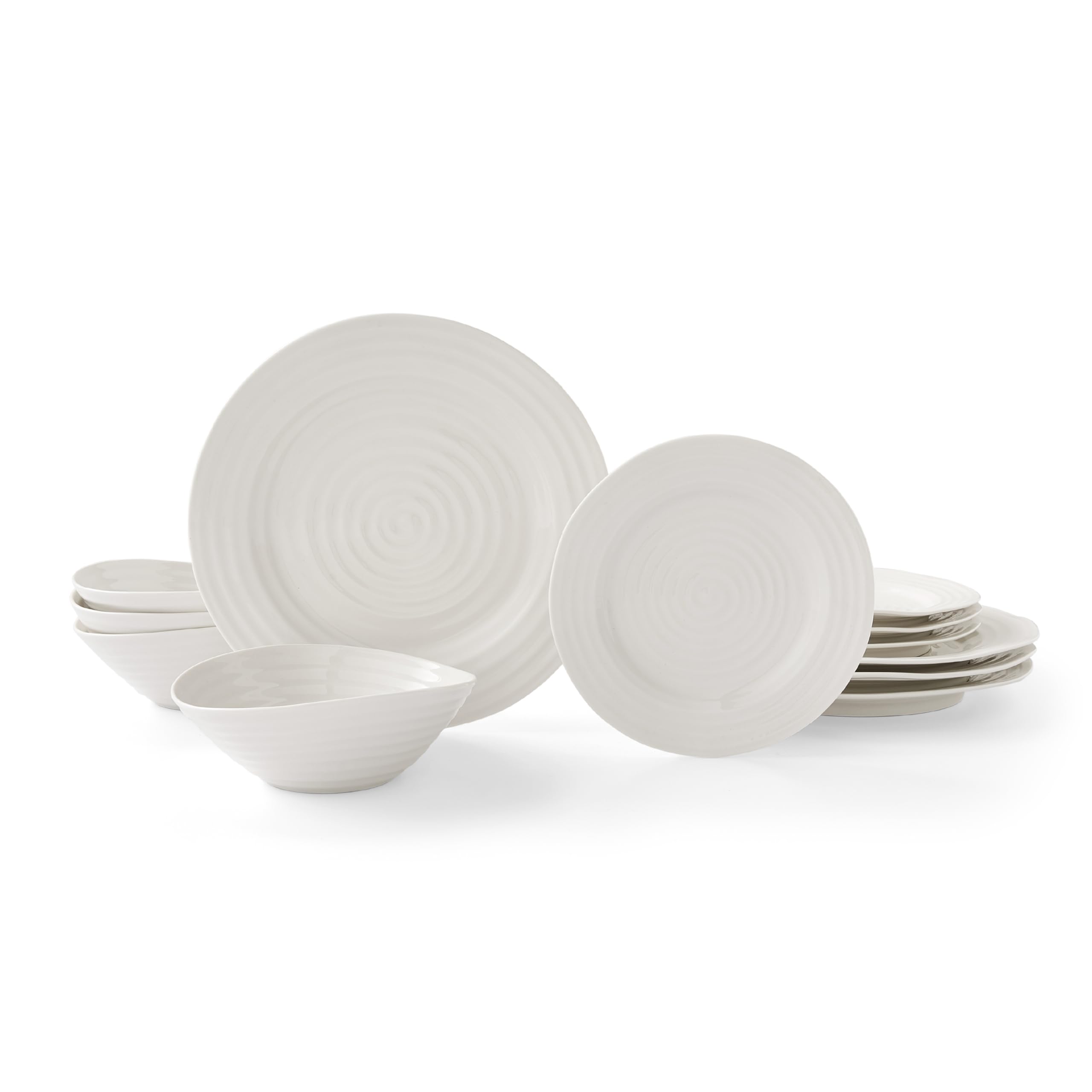 Portmeirion x Sophie Conran Porcelain Dinner Set for 4 – 12 Piece White Tableware with Plates, Bowls & Side Plates, Dinnerware for Everyday Meals and Special Occasions