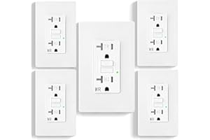 XimaoEase 5-Pack GFCI Outlet 20 Amp, Self-Test GFI Receptacle with LED Indicato, Tamper & Weather Resistant (TR/WR), UL Listed, LED Indicator, Wall Plate Included,Screwless Matte White