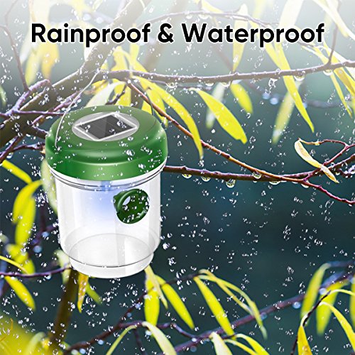 FITMAKER Wasp Trap Catcher, Life Outdoor Solar Powered Ultraviolet LED Light, Perfect for Wasps, Bees, Yellow Jackets, Hornets, Bugs, Fly and More