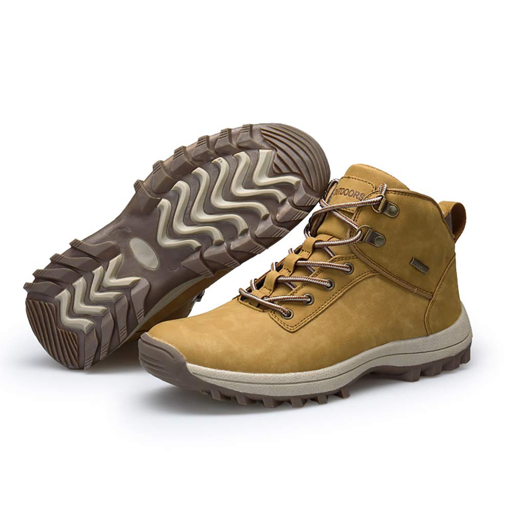 Smapavic Mens Hiking Boots Leather Work Shoes Winter Outdoor Waterproof Snow Shoes