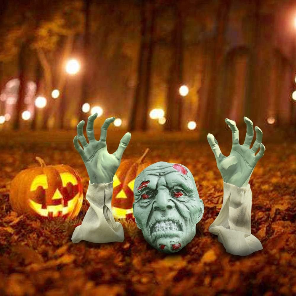 Halloween Outdoor Decorations, Zombie Yard Lawn Stakes with Head Face and Arms, Realistic Skeleton Bone Garden Props Decor, Scary Indoors Décor for Cemetery, Haunted House, Graveyard, Coffin Party: Garden & Outdoor