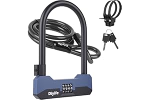 Diyife Combination Bike Lock, [NEW] 18mm Bike U Lock Heavy Duty Anti Theft with 5ft Security Steel Cable, 4-Digit Bicycle Loc
