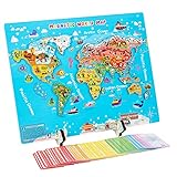 ExBePe World Map Magnetic Wooden Jigsaw Puzzles for