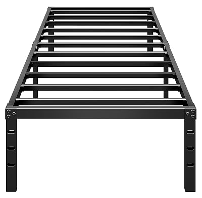 HLIPHA Metal Platform Bed Frame 14 Inch Tall,No Box Spring Needed,Twin Size Bed with Heavy Duty Strong Support Slats,Easy to Assemble,Black