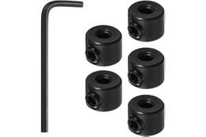 HARFINGTON 5pcs 3mm Drill Stop Collar Set Depth Stop, Adjustable High Speed Steel Drilling Limit Ring, Anodizing Surface Dowel Shaft Chuck Positioner with Hex Wrench Black