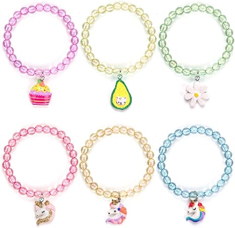Amazon Gg プリンセスアボカドブレスレット6点セット ユニコーンストレッチビーズブレスレット 幼児ケーキブレスレット 女の子用コスチュームジュエリーセット ユニコーン ケーキ アボカドジュエリー ブレスレット おもちゃ