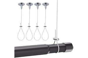 Ceiling Mount Shower Curtain Rod Support - 4 Pack - 59" Heavy Duty Adjustable Stainless Steel Suspension Wire, Rustproof Anti