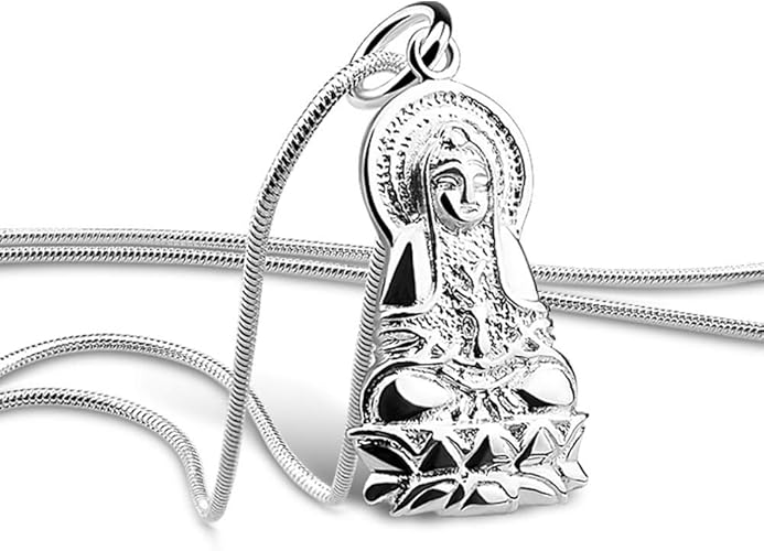 Amazon Rockyuネックレスメンズ 人気 シルバーメッキ 菩薩 仏教 お守り御本尊ペンダント おしゃれ 細かい メンズネックレス クリスマス 記念日 ファッション アクセサリー ジュエリー 通販