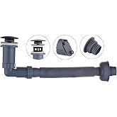 GORDEE P Trap Bathroom Sink Stopper Right-Angle Bottle Trap Complete Set Adjustable 1-1/4 Sink Drain Kit Tube, Threaded Tube Design for Bending Angles, Overflow Adjustable, Black