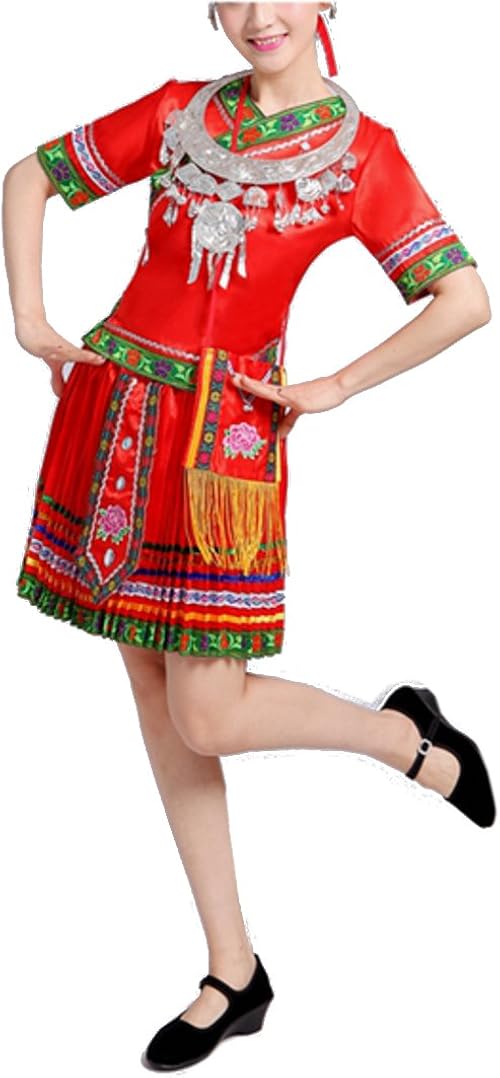 Amazon Youchan ヨウチャン ミャオ族 モン族 民族衣装 森ガール アジカジ エスニック アセアン ワンピース 2xl レッド キャミソール タンクトップ 通販