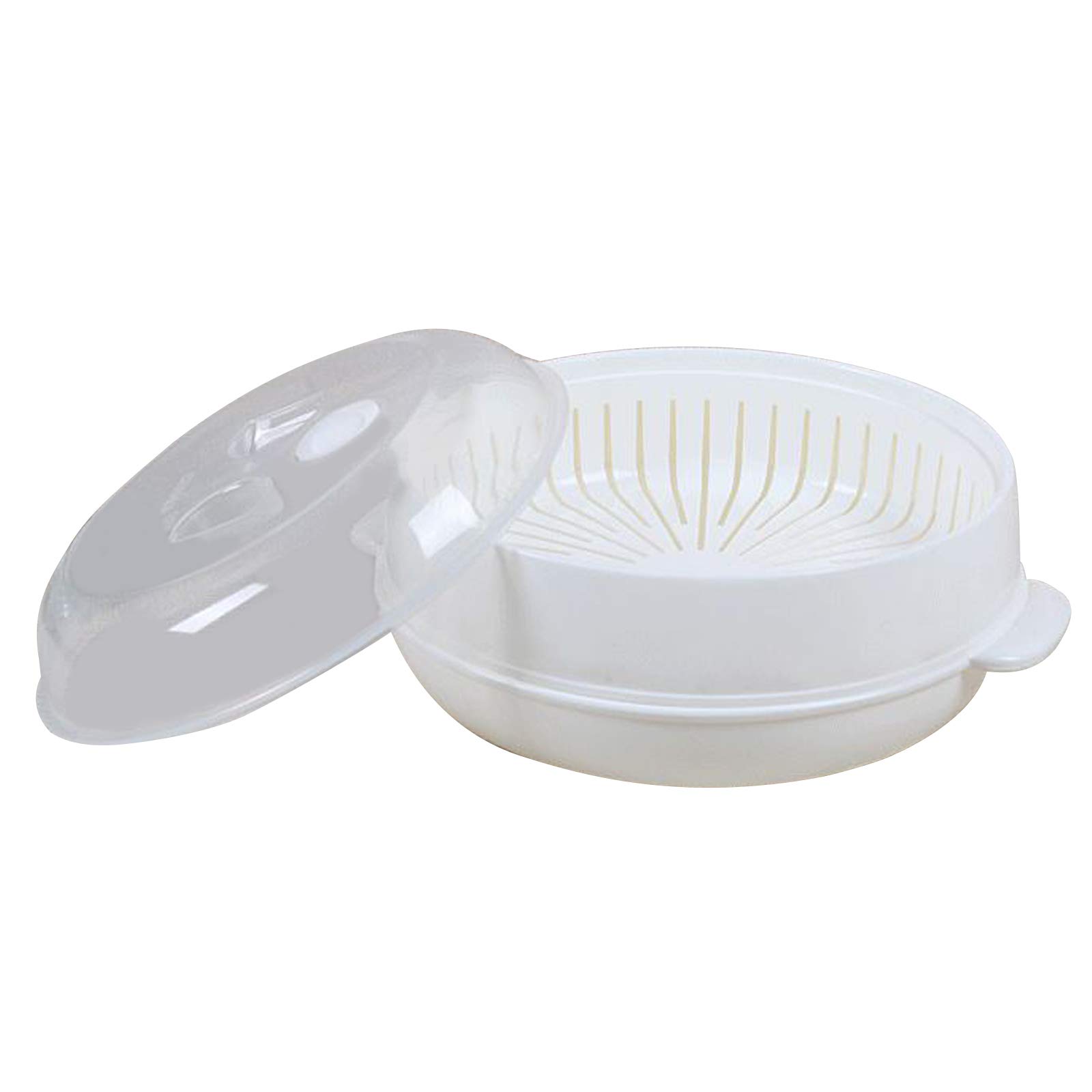 Photo 1 of 1-Tier Microwave Steamer Heating Steamer for Home Kitchen White (Round)