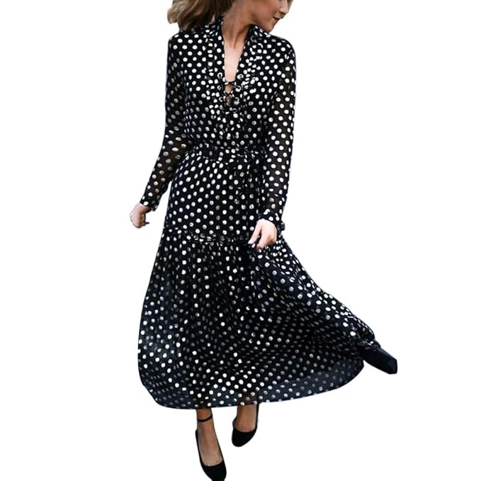 Amazoncom Caopixx Womens Deep V Long Sleeve Dot Printed