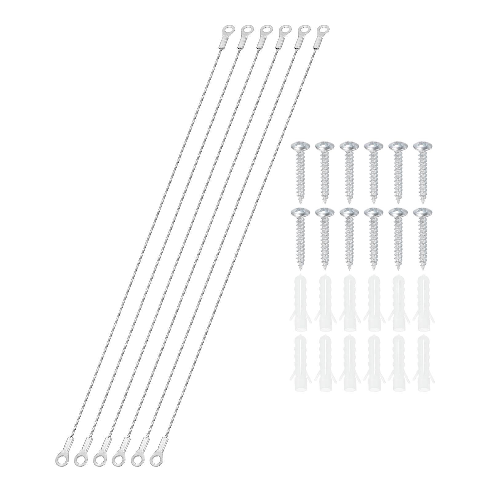 PATIKIL Cabinet Door Restraint Kit 1.5mm x 50cm, 6 Pack Stainless Steel Flexible Braided Cable Door Hinge Limiter for Limiting Chest Cupboard Door Opening Angle Swing