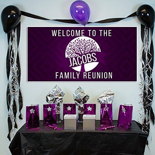 Purple Tree Family Reunion Banner Personalized Backdrop Decoration