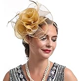 Women Fascinators Organza Fascinators 20S Party Hat Wedding Tea Party Fascinator Pillbox Hat with Headband Hairclip