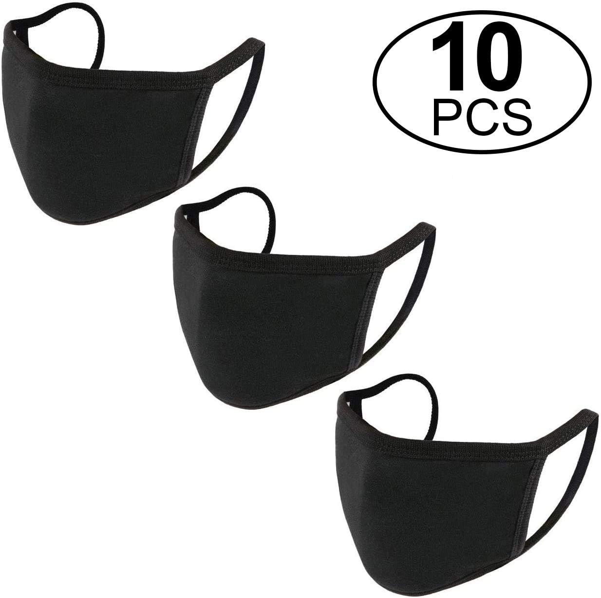 Black Facial Shield Protective Face Covers Breathable Washable Reusable Black Mouth Cover for Outdoors Cycling Travel (10)