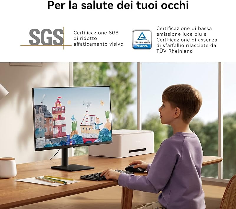 Mateview SE Standard, FHD FullView IPS, (75hz, DP, HDMI, 1920x1080), 90% DCI-P3, colori HDR, SGS Eye protectect, design senza cornice, nero, cavo HDMI