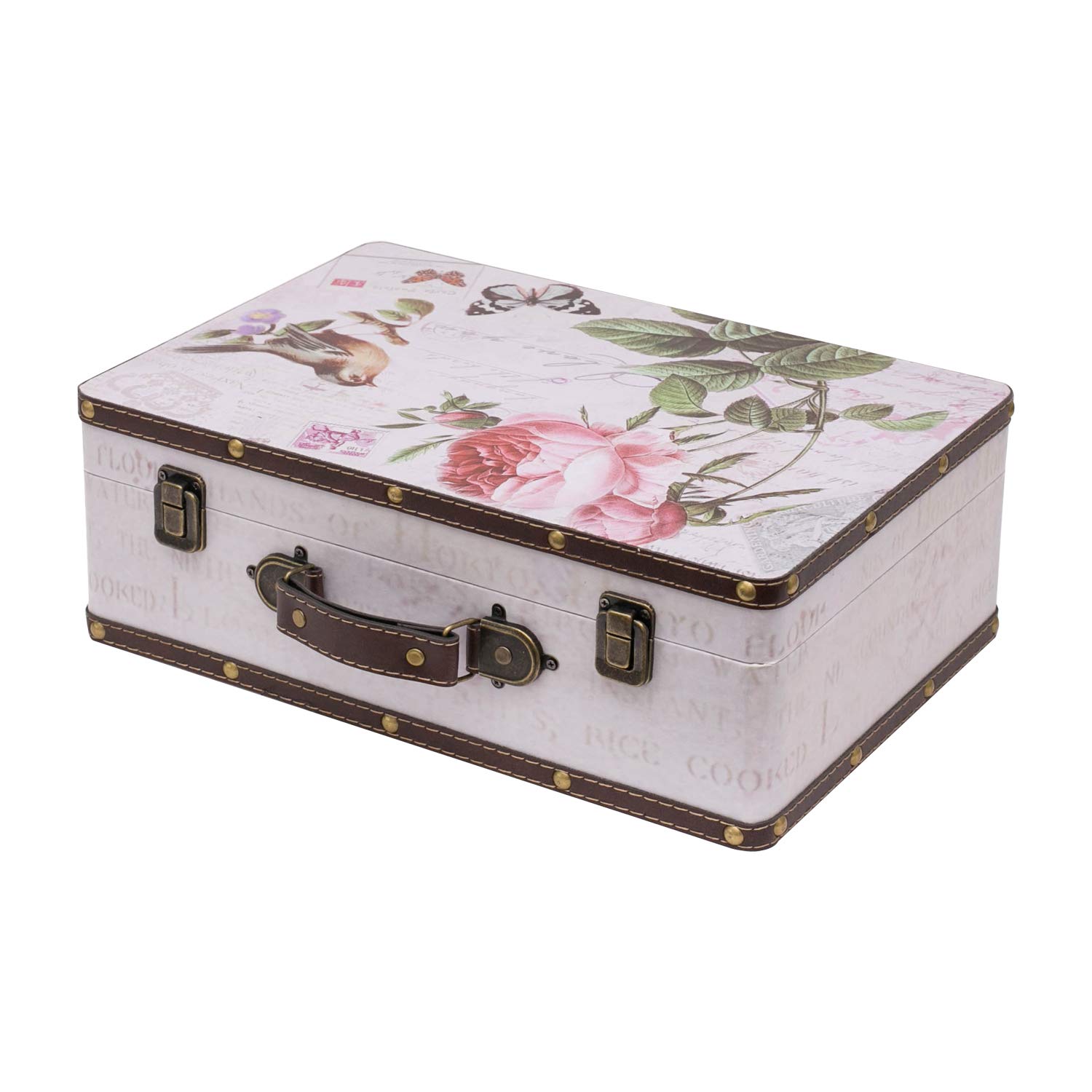 HMF VKO102 Vintage Wooden Suitcase | 38 x 26 x 13 cm | Large | Rose
