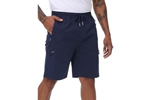 Satankud Men's Cargo Hiking Shorts 9" Lightweight Golf Shorts for Casual Work Travel Outdoor 5 Zipper Pockets