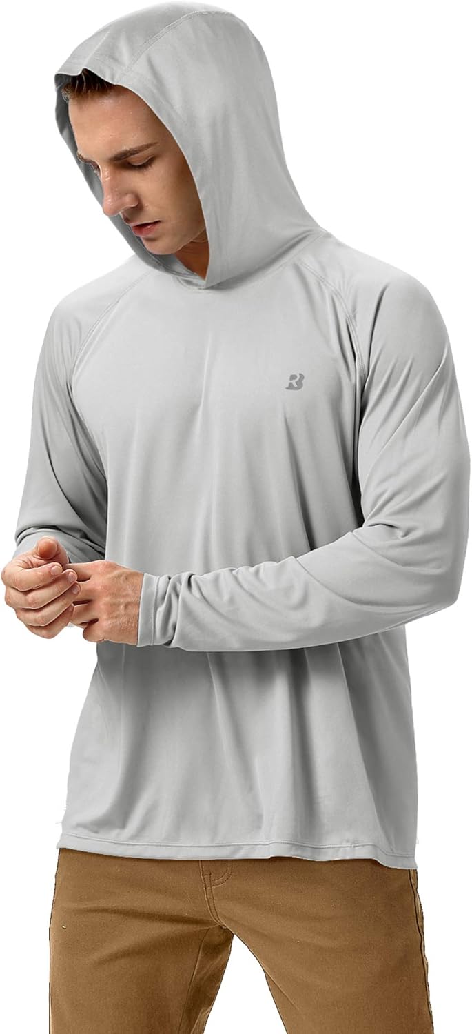 Roadbox Men's UPF 50+ Sun Protection Long Sleeve Sweatshirts Dri-fit UV Fishing Hoodies: Clothing