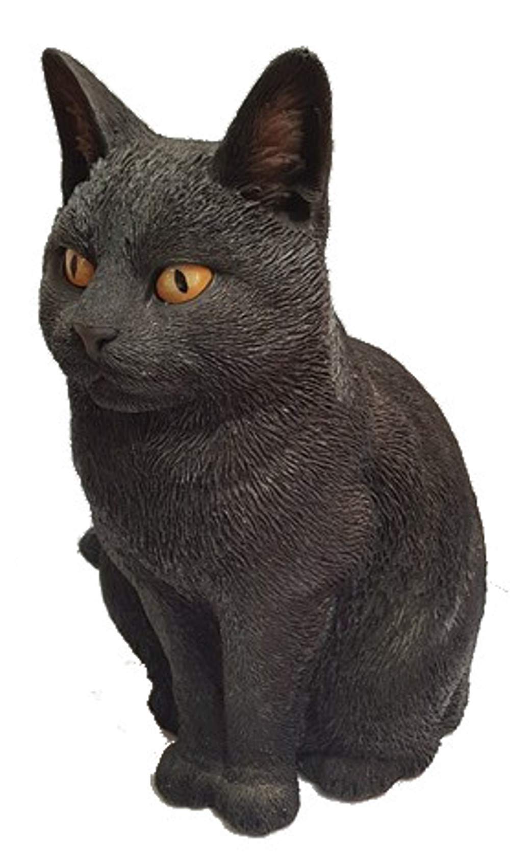 Real Life Black Sitting Cat | Highly Detailed Home or Garden Ornament | XRL-SC37-B