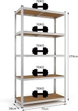 Deuba 2x 5 Tier Garage Shelving Units Heavy Duty Metal Rack Boltless 170x75x30cm view 3