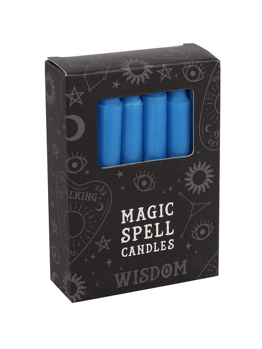 Grindstore Magic Spell-Wisdom Set of 12 Blue Candles 10cm, 10.3 x 7.3 x 2.5 cms