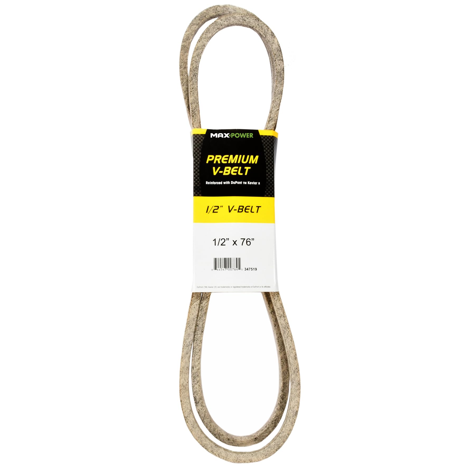Maxpower 347519 Premium Belt Reinforced with Kevlar Fiber Cords, 1/2" x 76"