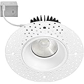 Maxxima 4 in. Trimless Ultra-Thin Recessed Anti-Glare LED Downlight Canless IC Rated 1000 Lumens 5 Color Temperature Selectable 2700K/3000K/3500K/4000K/5000K Dimmable 90 CRI 5 CCT Slim J-Box Included