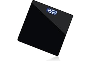 Moss & Stone Black Digital Bathroom Scale for Body Weight, Smart Step-On Technology, Backlit LCD Display, High Accuracy Weight Scale 400lb/180kg, Glass Slim Design, Auto On/Off, Home Use