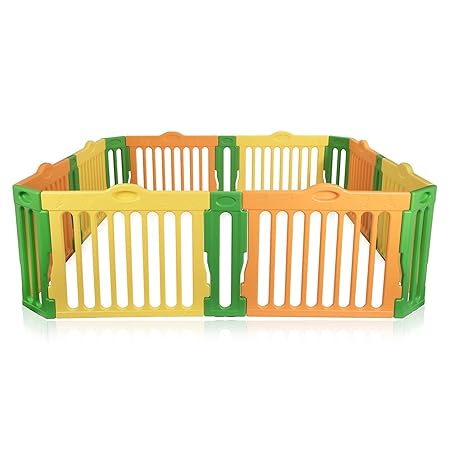 Baby Vivo Laufgitter Laufstall Baby Absperrgitter Krabbelgitter Schutzgitter für Kinder aus Kunststoff - Großes 4-Eck erweite