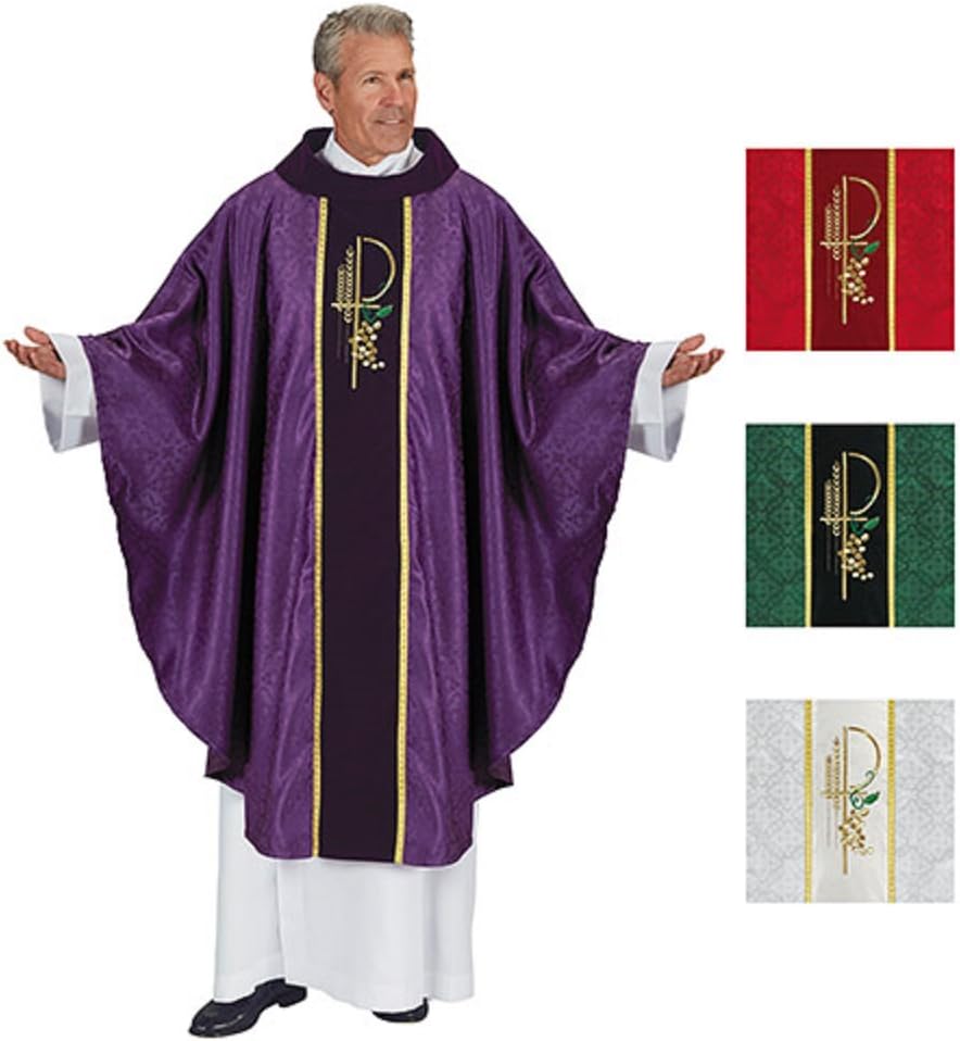 Eucharistic Jacquard Chasuble Select 1 of 4 Colors Red, Purple, White and Green (Purple)