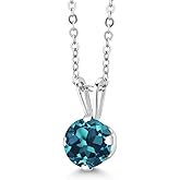 Gem Stone King 925 Sterling Silver London Blue Topaz Pendant Necklace For Women (1.10 Cttw, Gemstone November Birthstone, Round 6MM, with 18 Inch Chain)