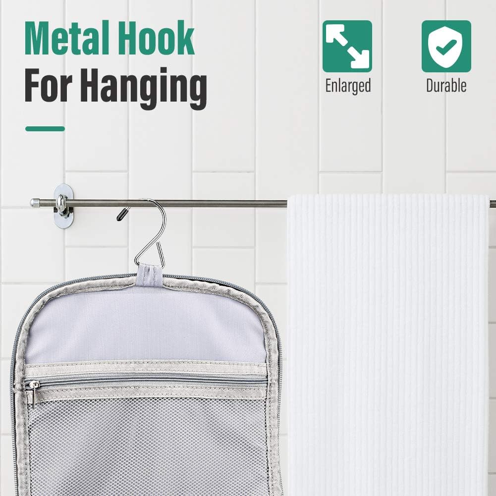 Toiletry Bag, VAGREEZ Upgraded Hanging Travel Toiletry Organizer Kit with Heavy-duty Zippers Waterproof Comestic Bag Dop Kit for Men or Women (Grey): Clothing