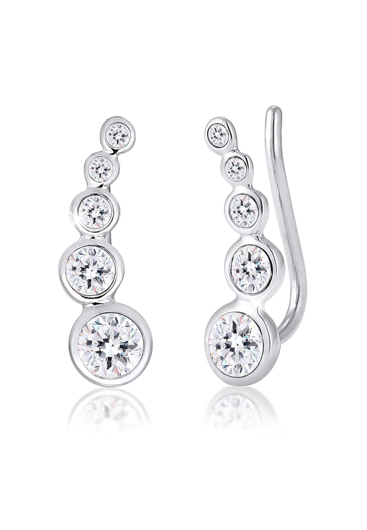 Elli Earrings Earclimber Circle Geo Crystals 925 Sterling Silver — image 1
