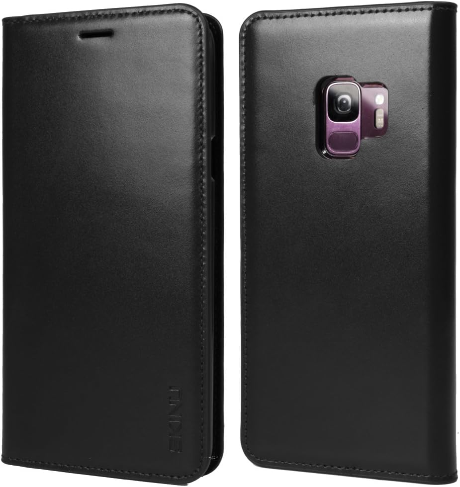 Galaxy S9 Case, Galaxy S9 Slim Wallet Premium Genuine Leather ID Card Slots Case Wallet Card Storage [Wallet Case] For Galaxy S9 - Black
