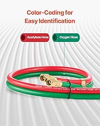 VEVOR Oxygen Acetylene Hose, 1/4-Inch x 15FT Oxy
