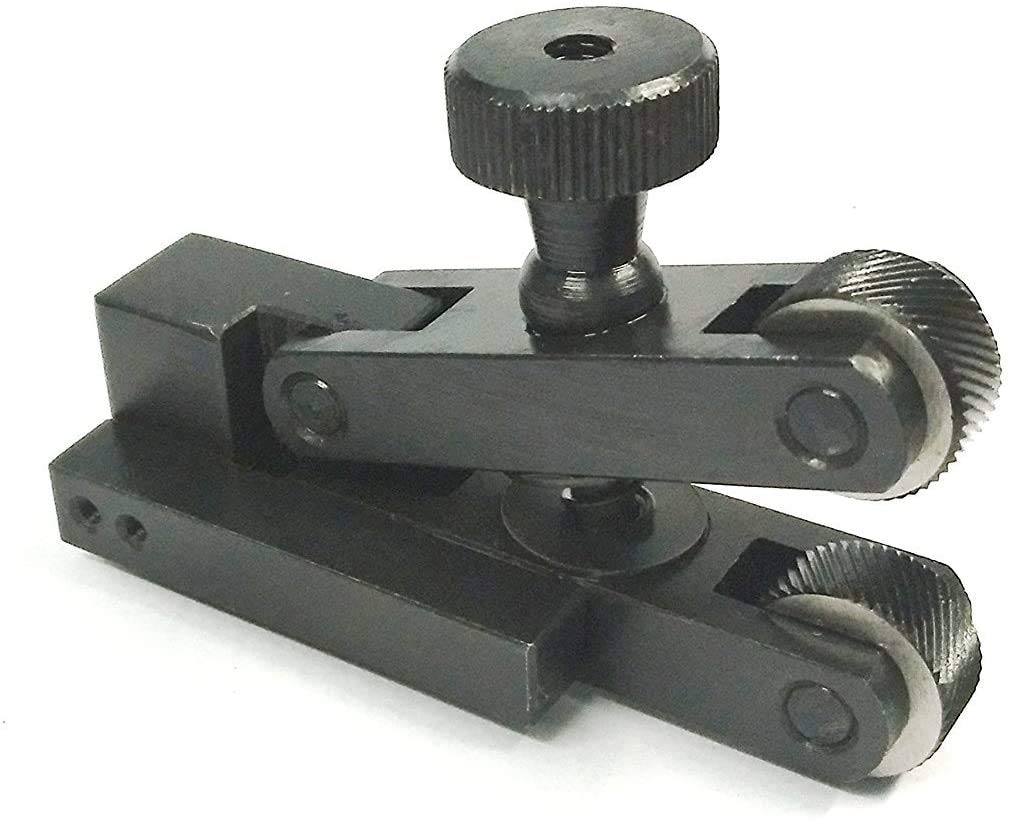 Global Tools Knurling Tool - V-Clamp Adjustable Spring Type - Compatible with Myford, Boxford, ML7 Series, CNC & Other Lathes - Grey, Black