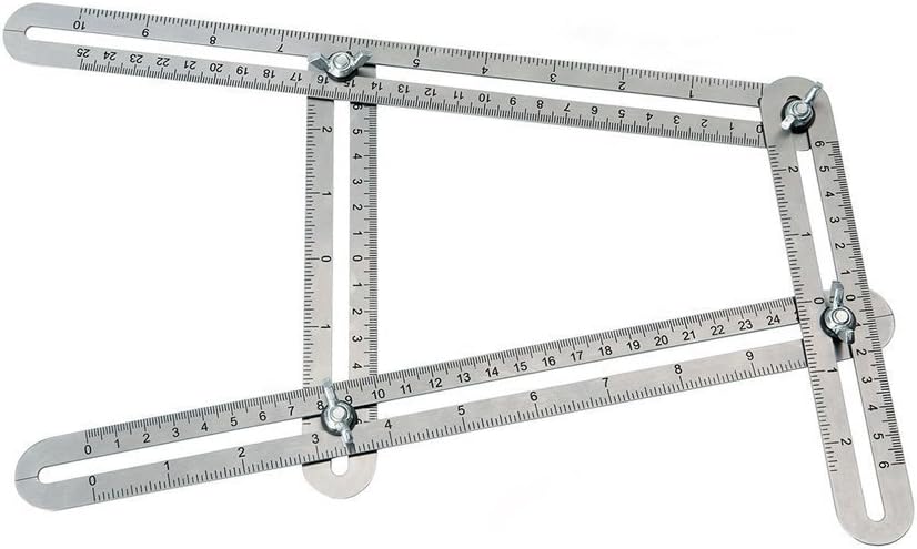Makeplus Angle Template Tool Metal, Stainless Steel Angle Ruler for Multi-Angle Measurement