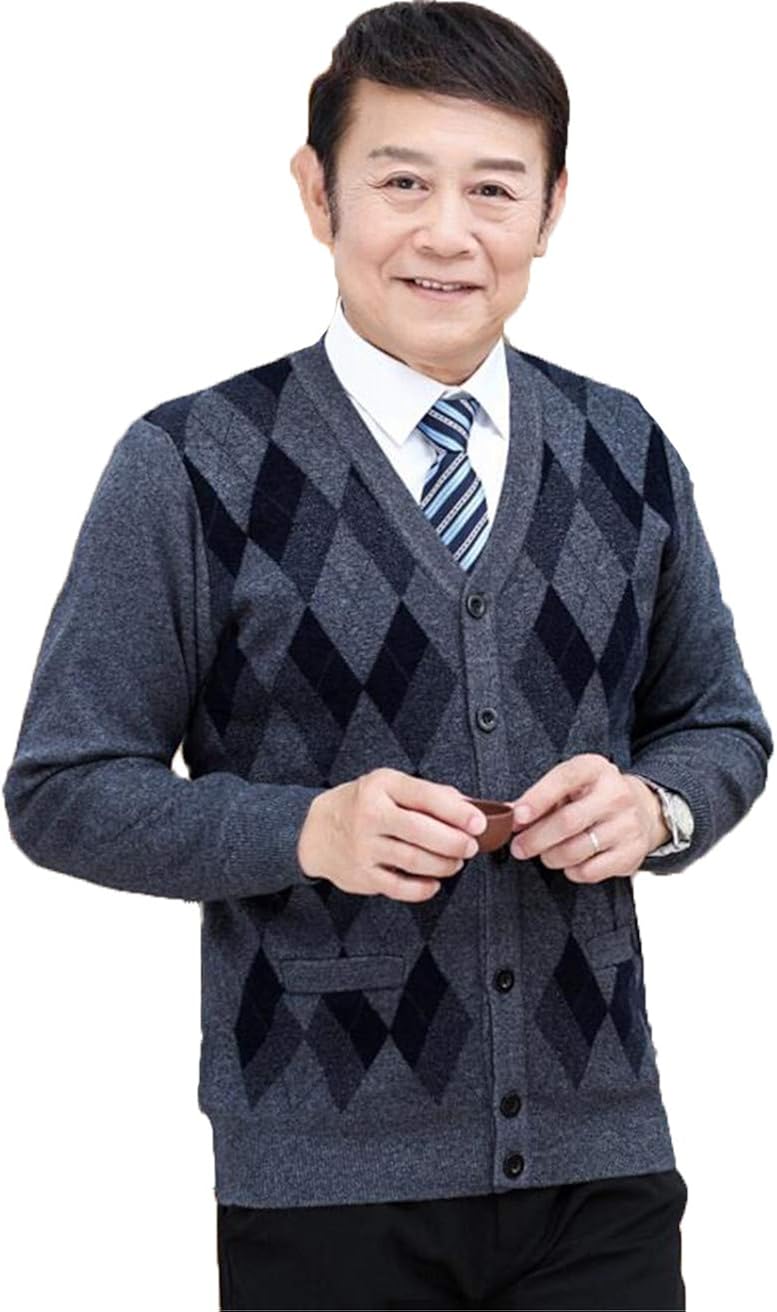 Amazon ジュンィ メンズシニア 男性 ショート ニット 前開き カーディガン セーター コート お年寄り カーディガン 通販
